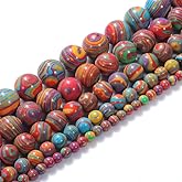 Natural Stone Beads 8mm Colorful Malachite Beads Gemstone Round Loose Beads Crystal Energy Stone Healing Power for Jewelry Making DIY,1 Strand 15"