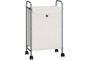 STORAGE MANIAC Rolling Laundry Hamper, Laundry Basket with Lockable Wheels, Clothes Sorter Cart, Small Clothes Separator Hamper for Closet, Bathroom, Laundrys Room, 1 Section Beige