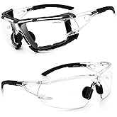 UKNOW Safety Glasses - Anti Fog Wraparound Lenses - Removable Foam Gasket - ANSI Z87.1 Protective Eyewear - Impact Resistant