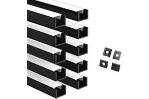 Besseto 10 Pack 1M/3.3Ft LED Aluminum Channel for Wall Panel,Wood Slat Wall Panel LED Strip Light Aluminum Channel Profile for Living Room Bedroom Bathroom Stairs (Black-10Pack 3.3Ft)