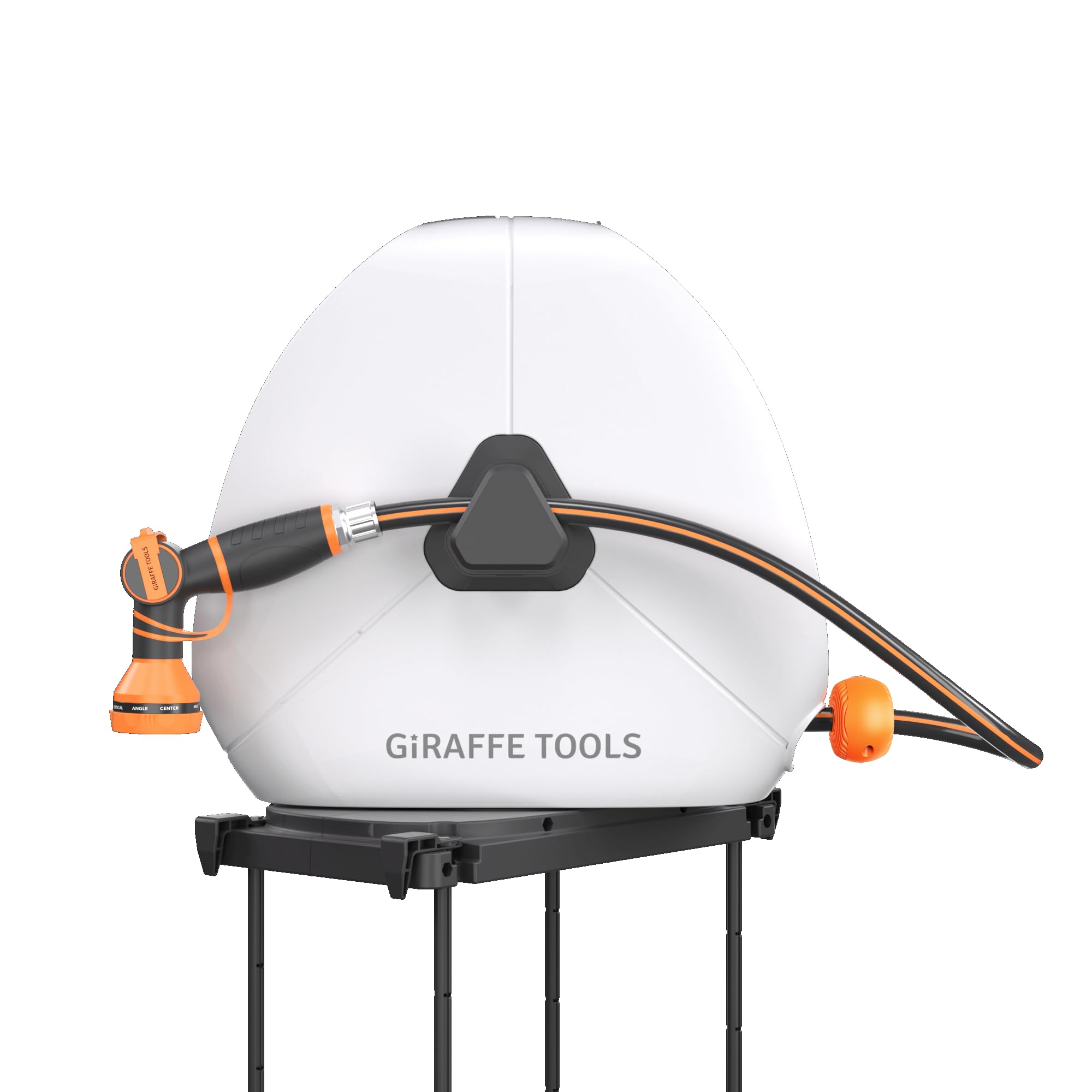 Photo 1 of Giraffe Tools Ground Mounted Retractable Hose Reel 5/8 Inch x 92FT, Heavy Duty Automatic Rewind Garden Hose Reel, with Flexible Swivel Base for Lawn, Concrete Floor