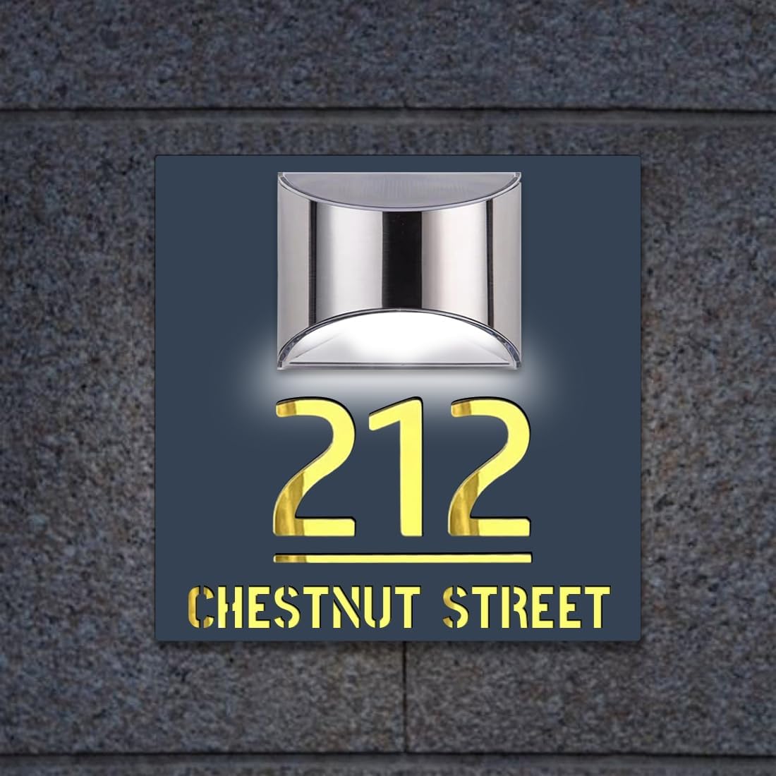 Plaques & Wall Art - Personalized Solar Address Sign Lighted House Numbers for Outside Custom House Numbers and Address Sign LED Illuminated Address Numbers for House Waterproof Address Plaque for Home Street Yard Garden Outside (Square)