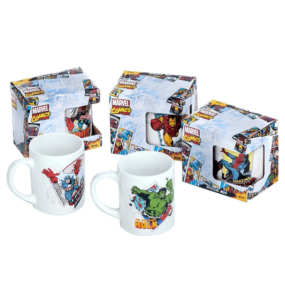 Pyramid International Marvel Comics Retro Avengers 8 oz Official Drinks Mug in Box, Making Ideal Office Secret Santa Present, Birthday Gift, Stocking Filler.