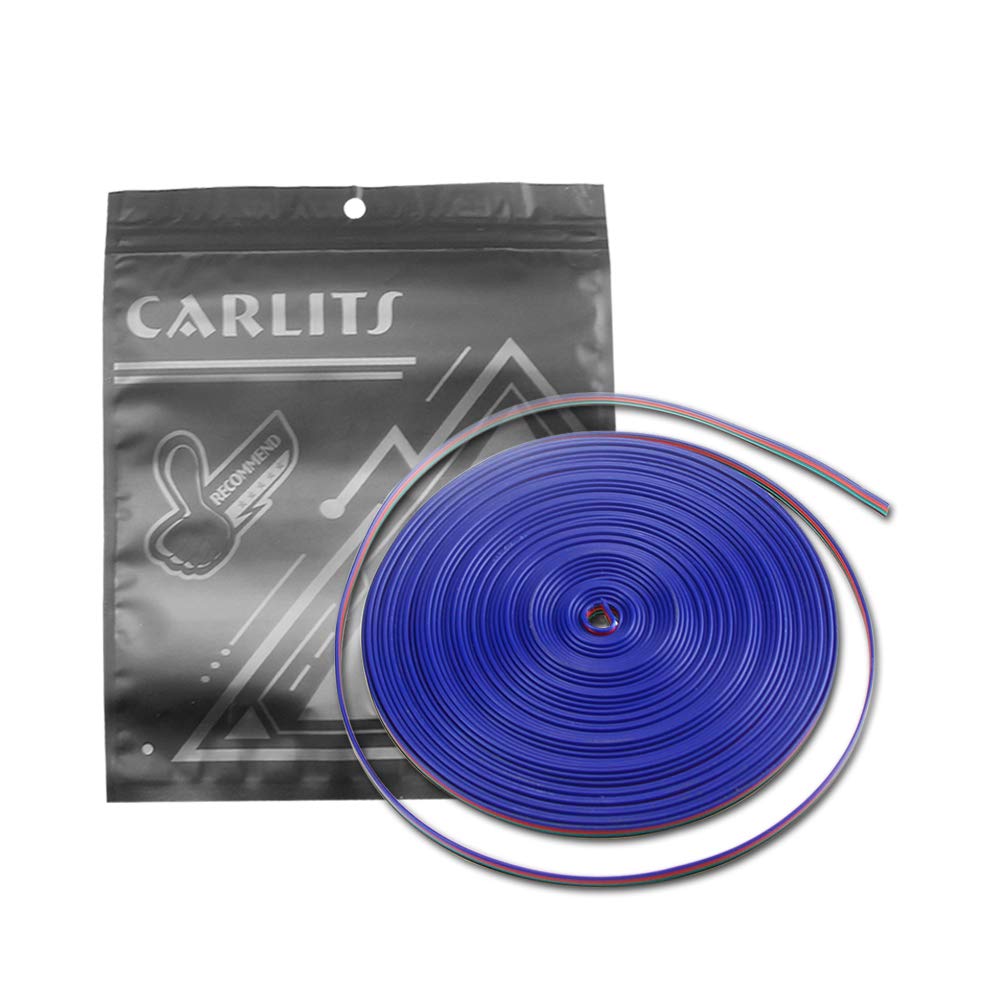 CARLITS 10M/33FT 22AWG 4pin RGB Extension Cable 4x0.3mm² Electric Wire 22 Gauge Cord Line Connector 4 Conductors for RGB LED Strip 5050 3528