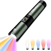 Dikotra 5 Color Rechargeable Flashlight, Zoomable RGB Multi-Color Light | Magnetic EDC Flashlight, Multi-Color LED Torch with White Red Yellow Blue UV Light, USB-C for Home,Outdoor,Emergency Use