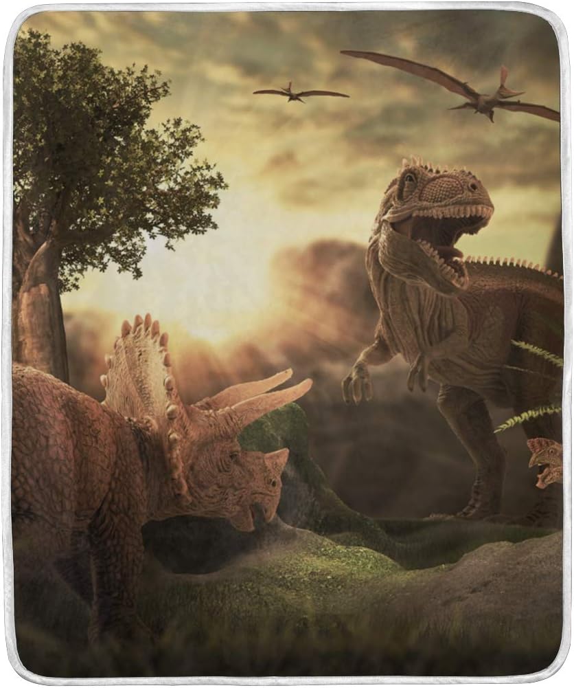 JSTEL Lightweight Blanket 130 X 150 com for Adults Men Women Girls Kids Girls Boys Teens Bed Extra Soft Polyester Fabric Super Warm Sofa Giant Dinosaur 3D Blanket Throw Size 50 x 60 Inch