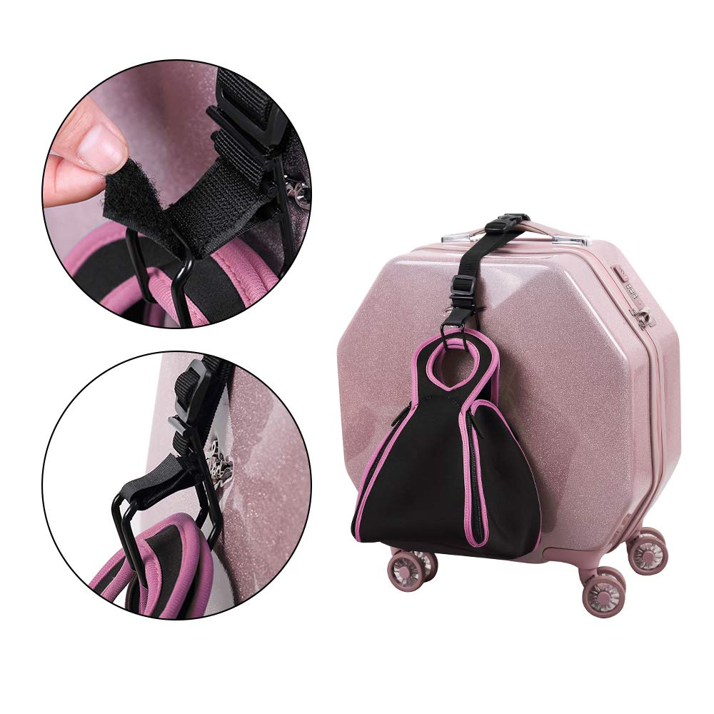 Vigorport J Hook Luggage Strap Add a Bag Hook Hanger Strap, Adjustable attaches Briefcase Together (Black-Normal Size)