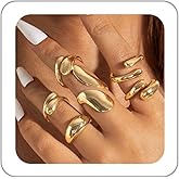LKingel Gold Chunky Rings for Women Stackable Knuckle Ring Set Open Adjustable Statement Ring Set Gold Jewelry Gift for Women
