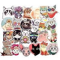 Homyu Stickers Pack 50-Pcs Decals of Cute Cat Animal Stickers Decals for Cars Motorcycle Portable Luggages Ipad Laptops Waterproof Sunlight-Proof