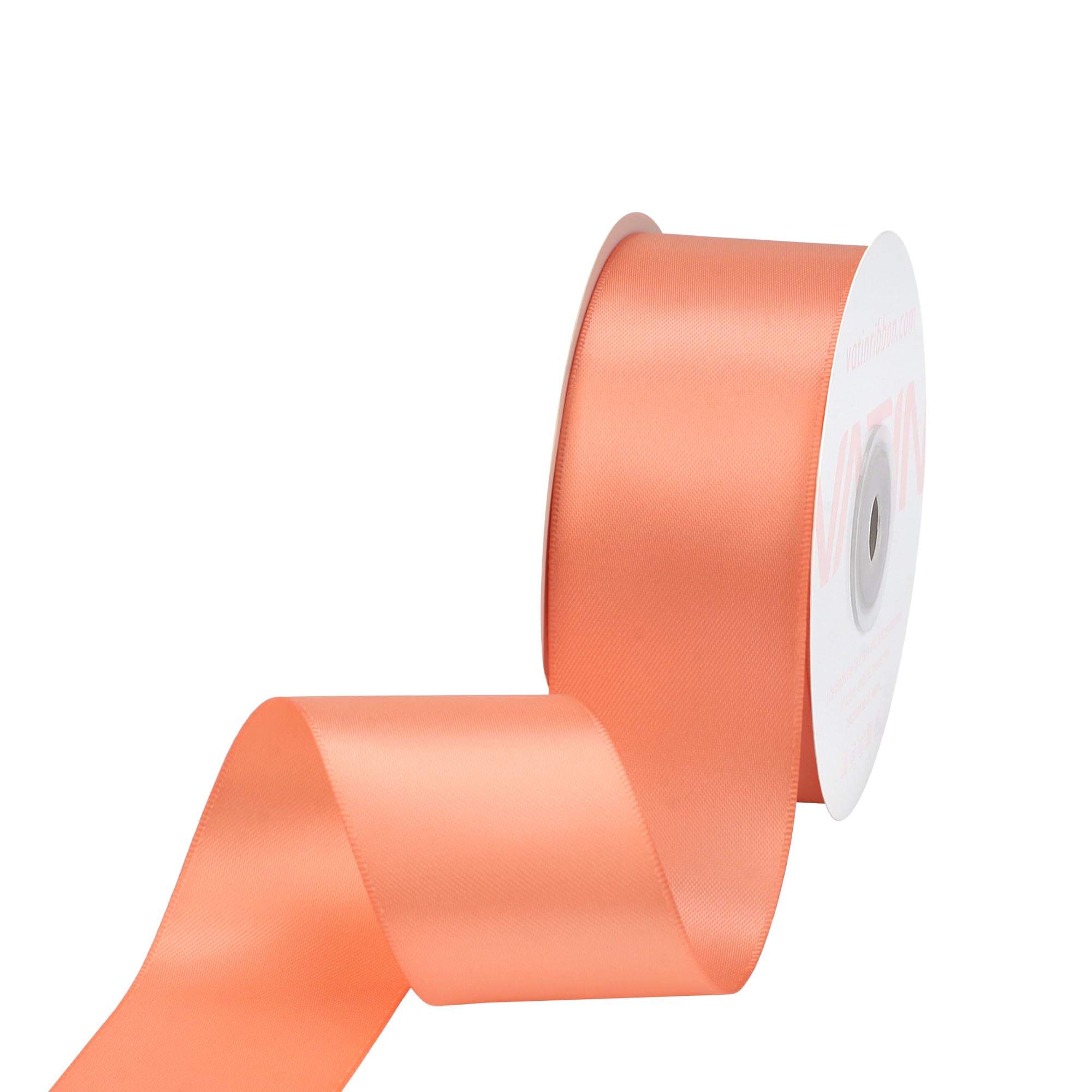 VATIN 38mm Wide Double Faced Polyester Salmon Satin Ribbon Continuous Ribbon- 23 Metre, Perfect for Wedding, Gift Wrapping, Bow Making& Other Projects