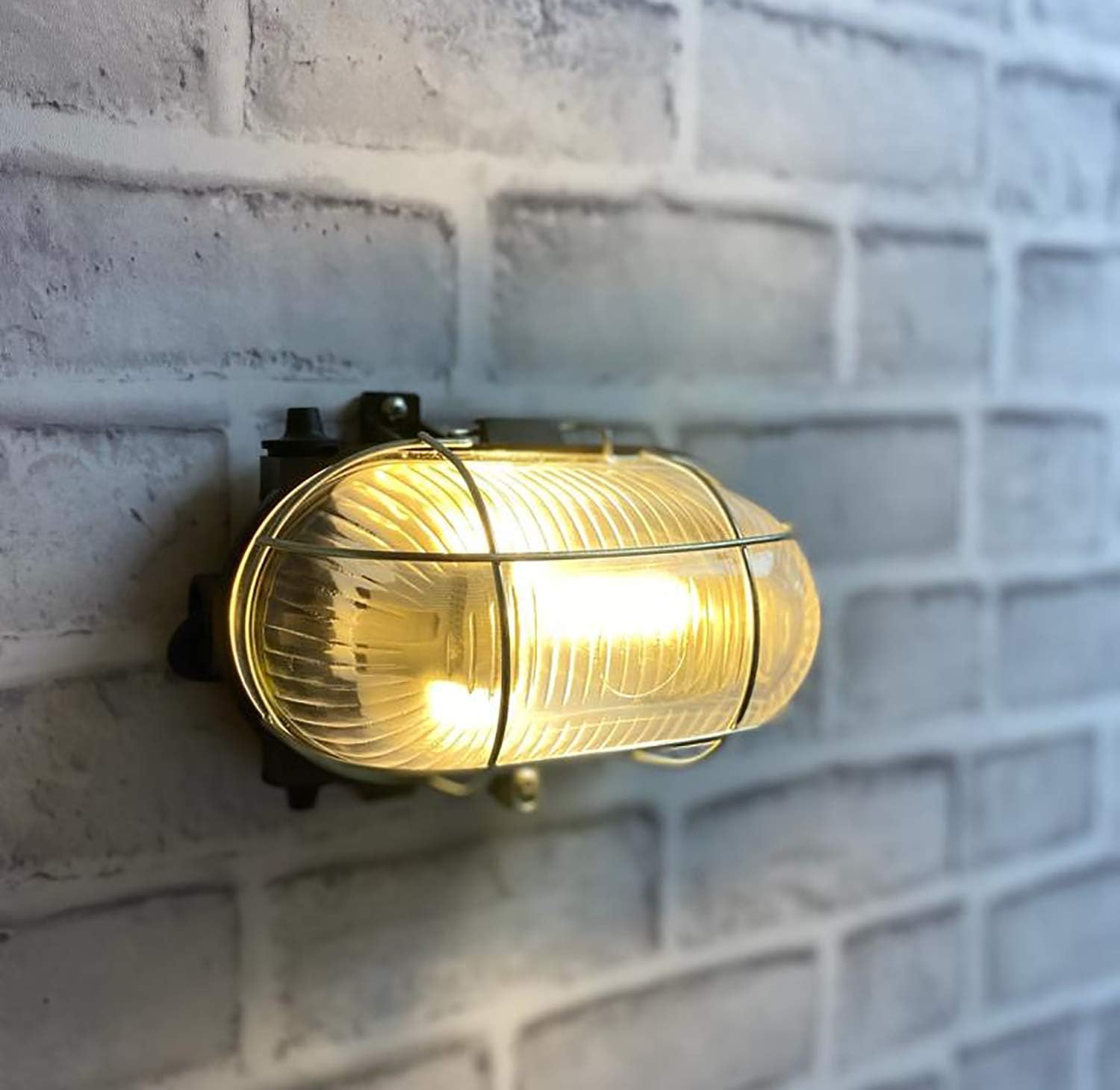 CGC Lighting Black Oval Cage Glass Metal Wall Ceiling Light Bulkhead Weatherproof Indoor Outdoor Garden Porch Garage Patio Waterproof - Image 4