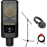 Lewitt LCT 441 Flex Multipattern Studio Condenser Microphone Bundle with Polsen HPC-A30-MK2 Studio Monitor Headphones, Tripod Microphone Stand, &amp; XLR-XLR Cable