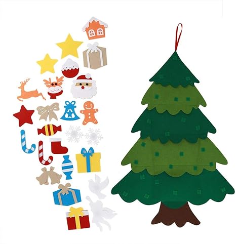 Amazon Co Jp 子供のためのフェルトクリスマスツリー飾り付きのdiyクリスマスツリー子供用手作りパズルハンギングクリスマスツリー マルチカラー通常タイプ ホーム キッチン