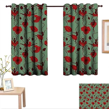 Amazon Com Luckyee Poppy Decor Curtains By Floral Arrangement