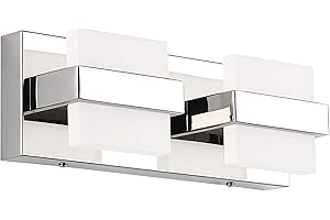 SOLFART 2 Lights Chrome Vanity Lights Bathroom Wall Light Fixture Over Mirror Modern LED Vanity Light Bathroom Lighting Fixtures for Mirror 12.6 Inch White Light Dimmable