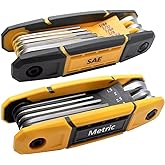 MULWARK 17pcs Folding Allen Wrench Set | Metric & Standard SAE - Key Tool 2 Pack Portable Hex for Basic Home Repair and Gener