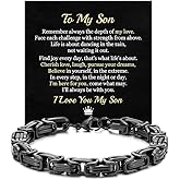 SIGNIXA To My Son Bracelet Stainless Steel Link Bracelet with Inspirational Engraving, Mom to Son Gift for Birthday, Unique Present.