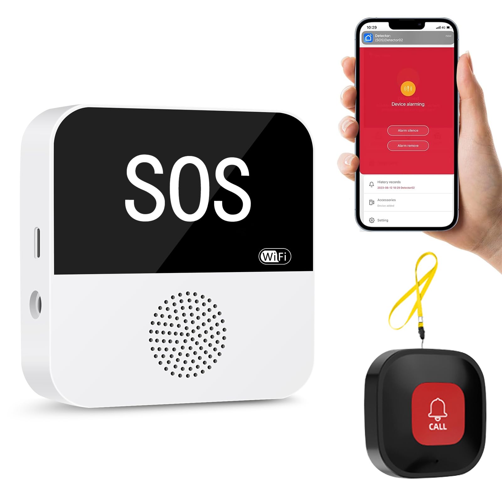 Photo 1 of WiFi Wireless Caregiver Pager Call Button System Emergency Alert Button for Seniors Patient Disabled Elderly 1 Panic Button 1 Receiver(only Supports 2.4GHz Wi-Fi)