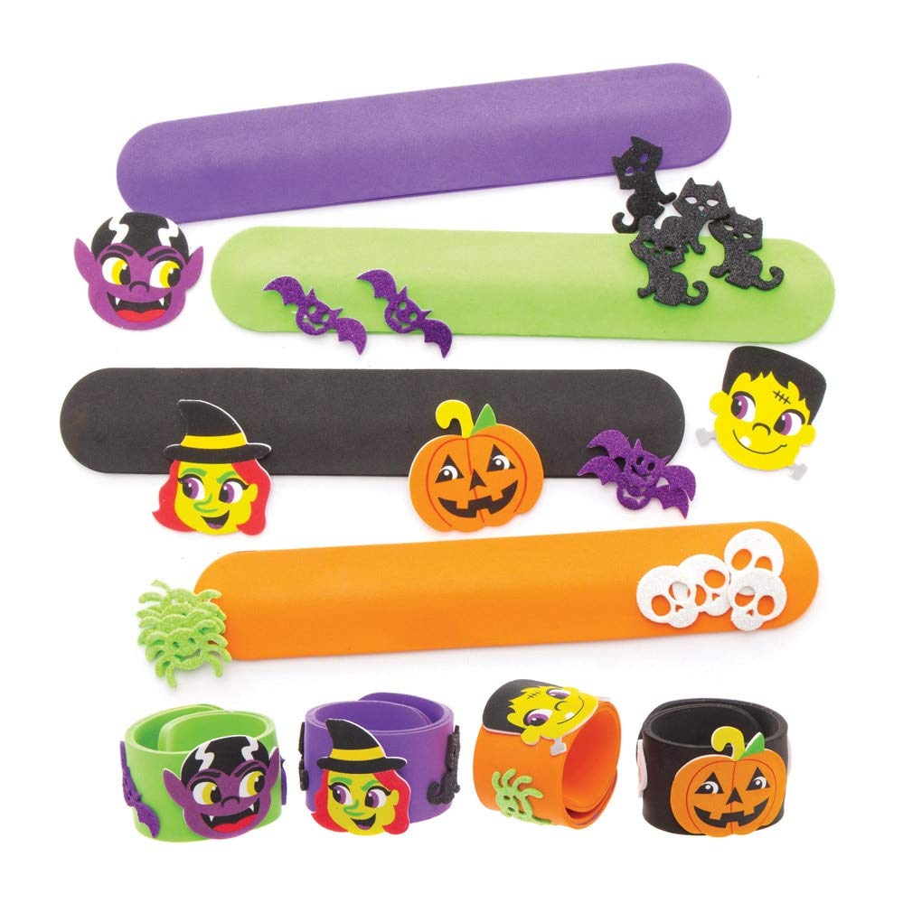 Baker Ross AW902 Halloween Snap On Bracelet Kits - Pack of 4, Arts and Crafts for Kids To Dress Up For Trick Or Treating, Partys, Gifting