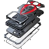 Lunivop for iPhone 16 Pro Max Case Heavy Duty Protection Rugged Screw Full Body Military Grade Metal Bumper Rubber with Hard Durable Phone Cases Cover 2024 Black Red