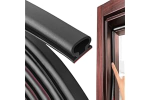 OXRQ Weather Stripping Door Seal Strip, D Shape Door Weather Stripping,Self-Adhesive Door Seal Strip for Door Frame Weatherstripping Soundproofing Insulation (Black, 33FT)