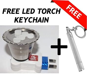 Maverick Electric Kapoor Dani Steel Dhoop Dani Incense Burner For Puja & Staying Healthy Keeping Away Mosquitoes + Free LED Torch Light Keychain