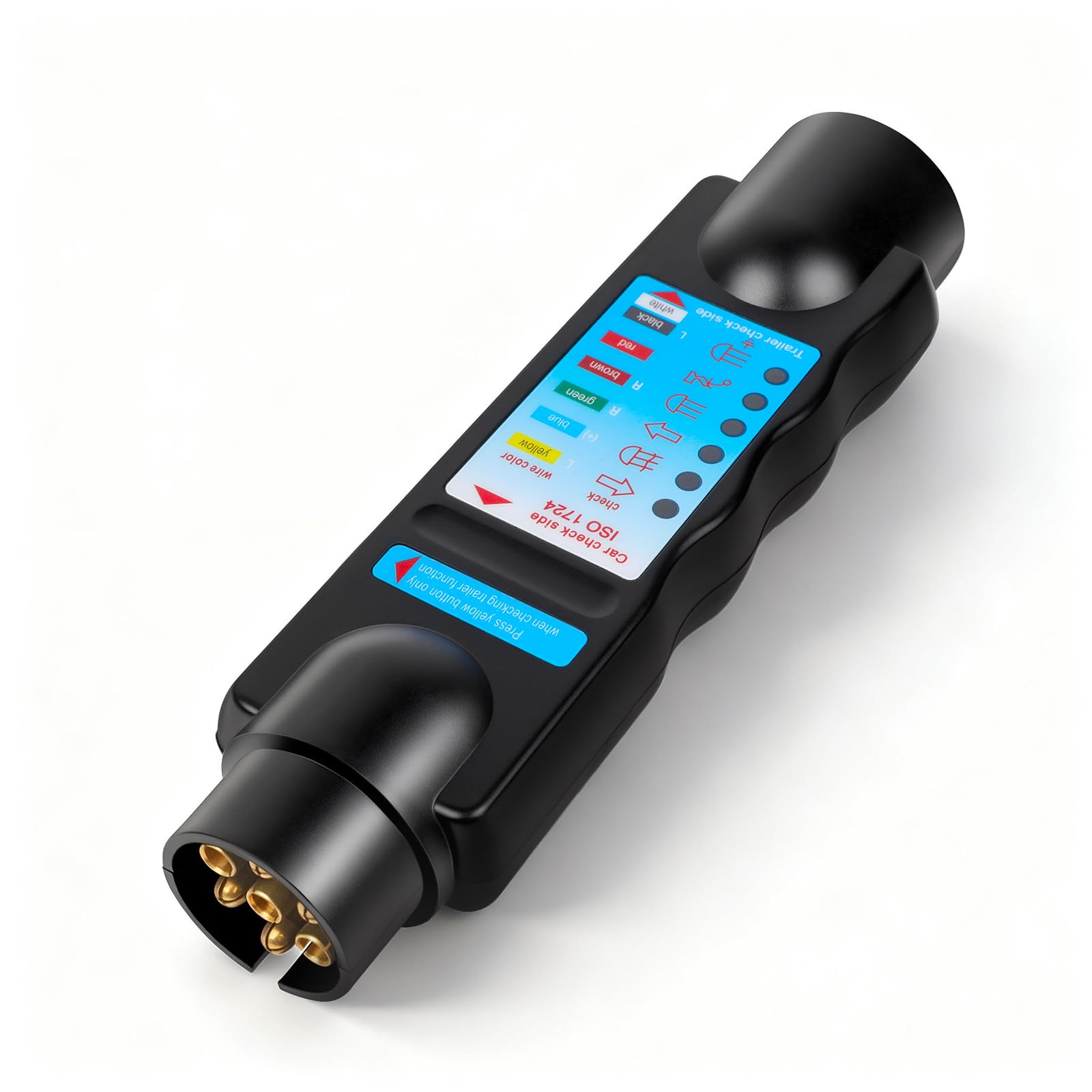 Qiping 7-Pin Tow Bar Plug Socket Tester Tool for 12 V Car Trailer Lighting Wiring Troubleshooting