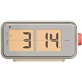 mooas Retro Flip Clock, Battery Powered, Alarm/Snooze, Wall/Desk (Cream) | Dial Button, Auto Flip Alarm Clock, Auto Brightness Control, AM/PM, Home Decor Ideal for Home Office Hotel Caf&eacute;