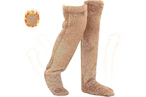 ZZBarer Snuggs Cozy Thigh High Socks - Winter Leg Warmers, Plush Slipper Socks, Soft Thick Warm Home Snuggle Paws