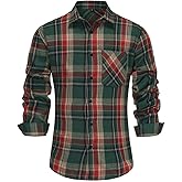 NOTGULV Long Sleeve Shirts for Men Casual Button Down Flannel Plaid Shirts