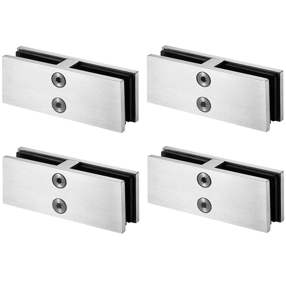 LukLoy Railing Glass to Glass Clamp, Stainless Steel 304 Bracket for Glass Balustrade Railing Pool Fence (4, 180 Degree)