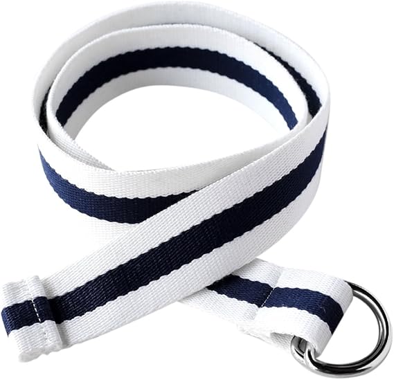 Amazon Delawears デラウェアズ ダブルリング キャンバス ベルト動きやすいベルト 布ベルト メンズ レディース 男女兼用 無地 おしゃれ 作業用 フリーサイズ ホワイト ネイビー ベルト 通販