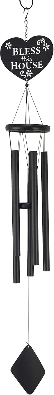 Red Carpet Studios 10464 Matte Black Shadow Wind Chime, Bless This House