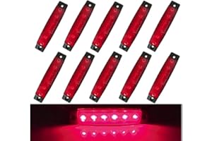 Eaglerich 10pcs 12v 3.8" 6 LED Red Side Marker Lights,Turn Signal Lamp,Trailer Marker Lights, Rear Side Marker Lamp Red, Led 