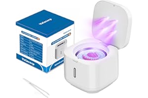 VALACORP Ultrasonic Retainer Cleaner Machine for Dentures Aligner Mouth Guard 42KHz Professional Portable Ultrasonic Jewelry Cleaning for All Dental Appliances (300ML White)