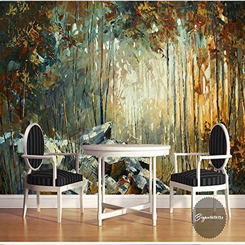 Lzhenjiang mural Fresco Restaurant Sofa Tv Background Wallpaper Retro Dynamic Ink Abstract Forest Scenery Oil Painting366*254cm(W*H)