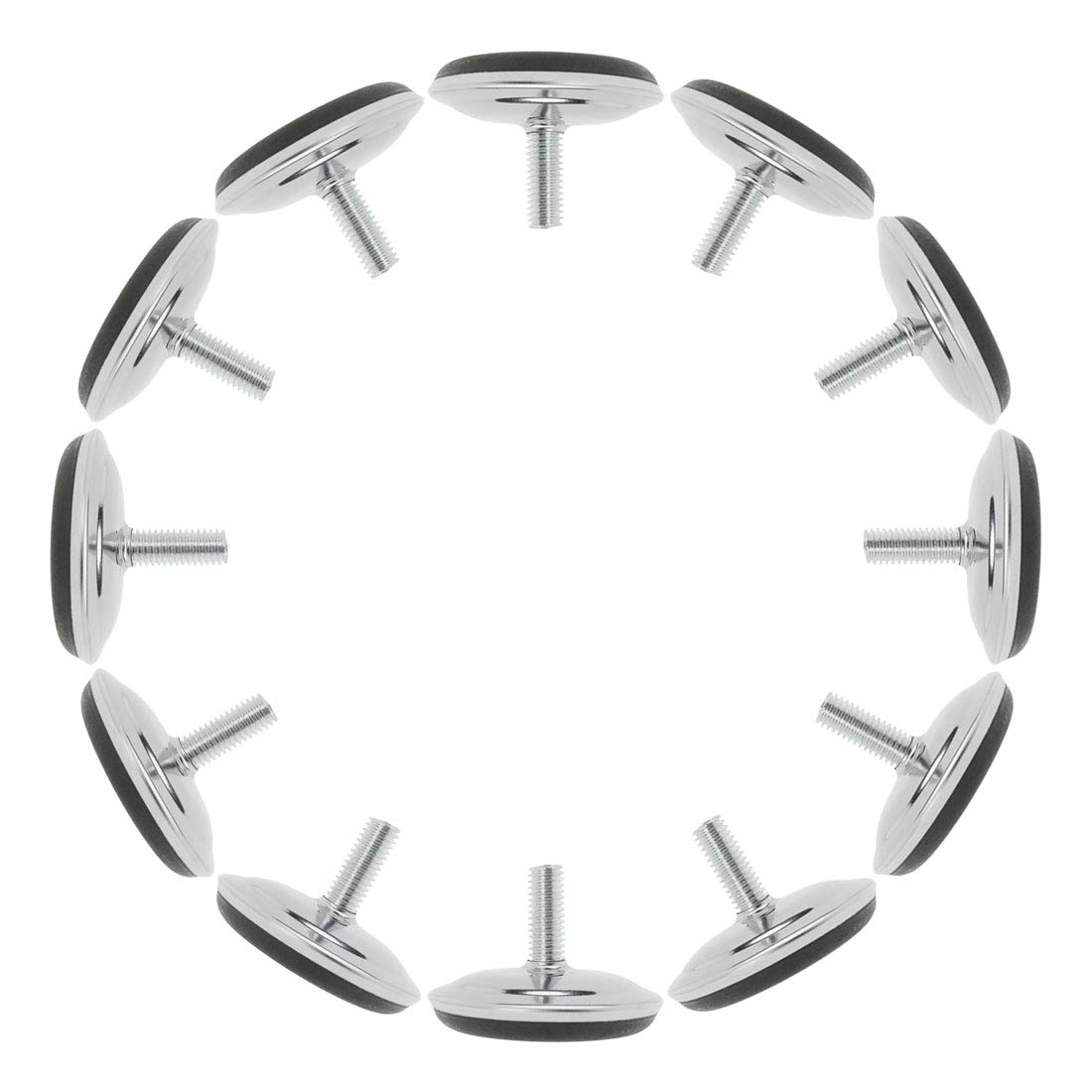 sourcingmap M8 x 20 x 50mm Screw on Furniture Glide Leveling Feet Adjustable Leveler Pad for Industrial Machine Cabinet Chair Leg 10 Pack