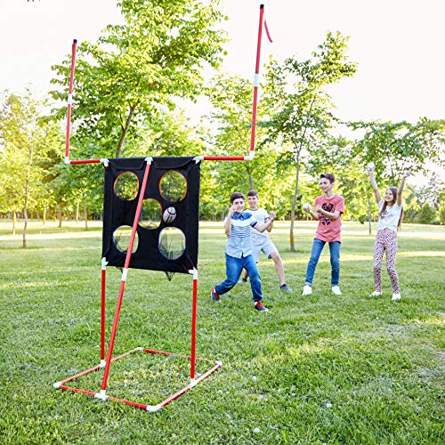 Powerfly Kids Football Toss Game - 2-in-1 Football Target Net & Field Goal Post - Outdoor or Indoor Throwing Practice - Best Sports Toys for Boys 2019