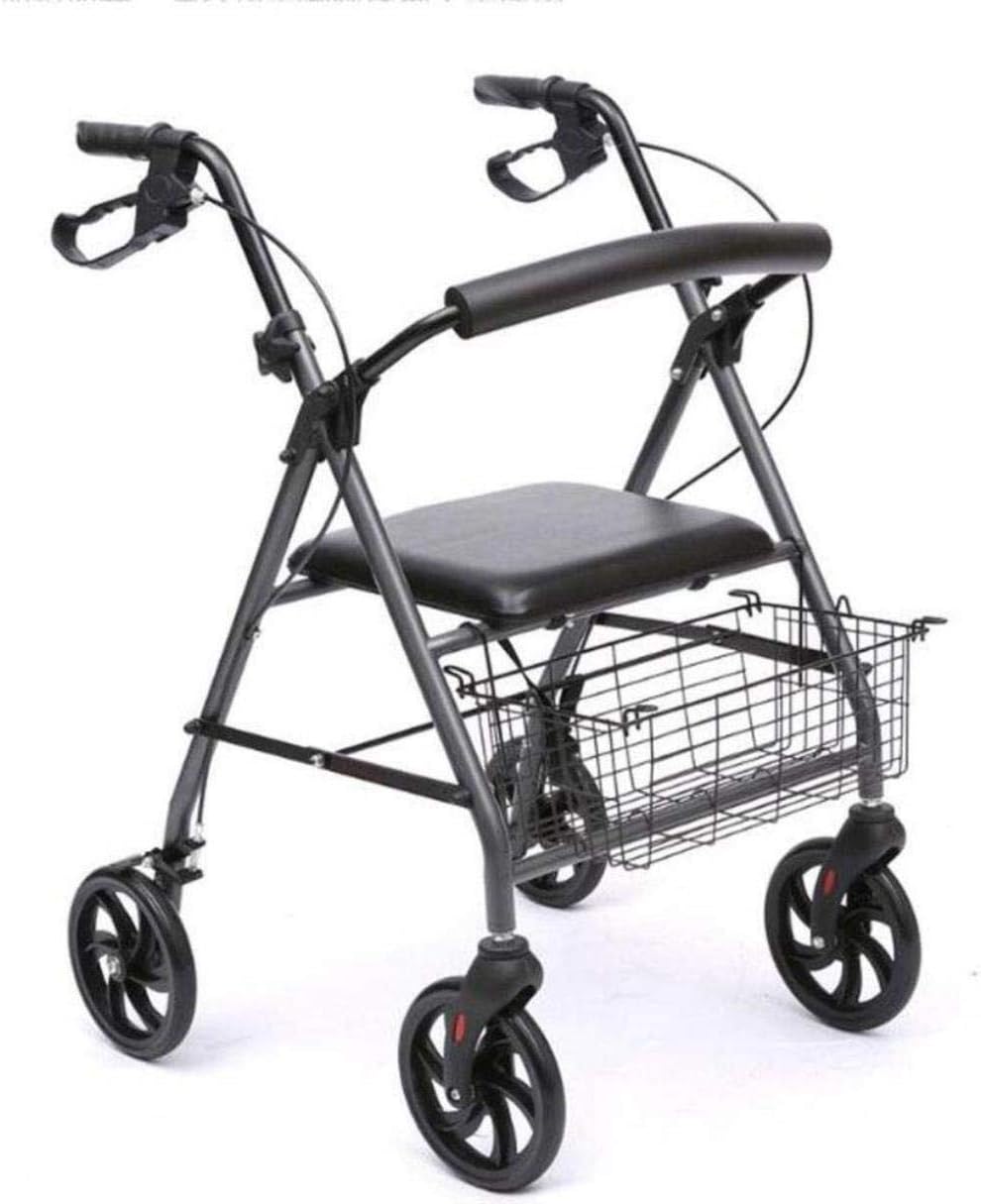 Standard Walkers Walking Aid Walking Stick Old Man Shopping Aids Walker Foldable with Shopping Basket Four-Legged Wheeled Walking Frames