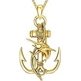 MEIDERBO Anchor Necklace for Men Women 925 Sterling Silver Earth/Swordfish/Trident/Compass Pendant Nautical Jewelry for Birthday Christmas