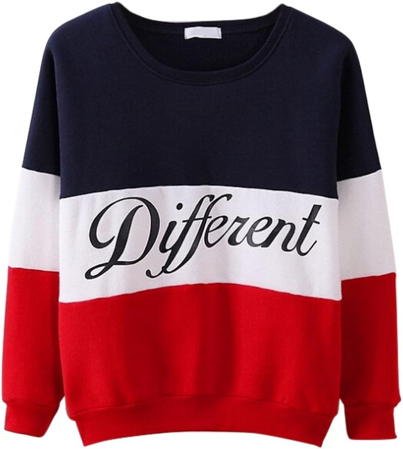 Misscat Striped Sweashirts for Women Long Sleeve Character Print Cute Pullover Tops Streetwear