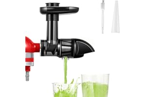THCBME Masticating Juicer Attachment Compatible with KitchenAid All Models Stand Mixers, Juicer Attachments Compatible with All KitchenAid Stand Mixers for Vegetables and Fruits,Black (Included Cups,Brush)