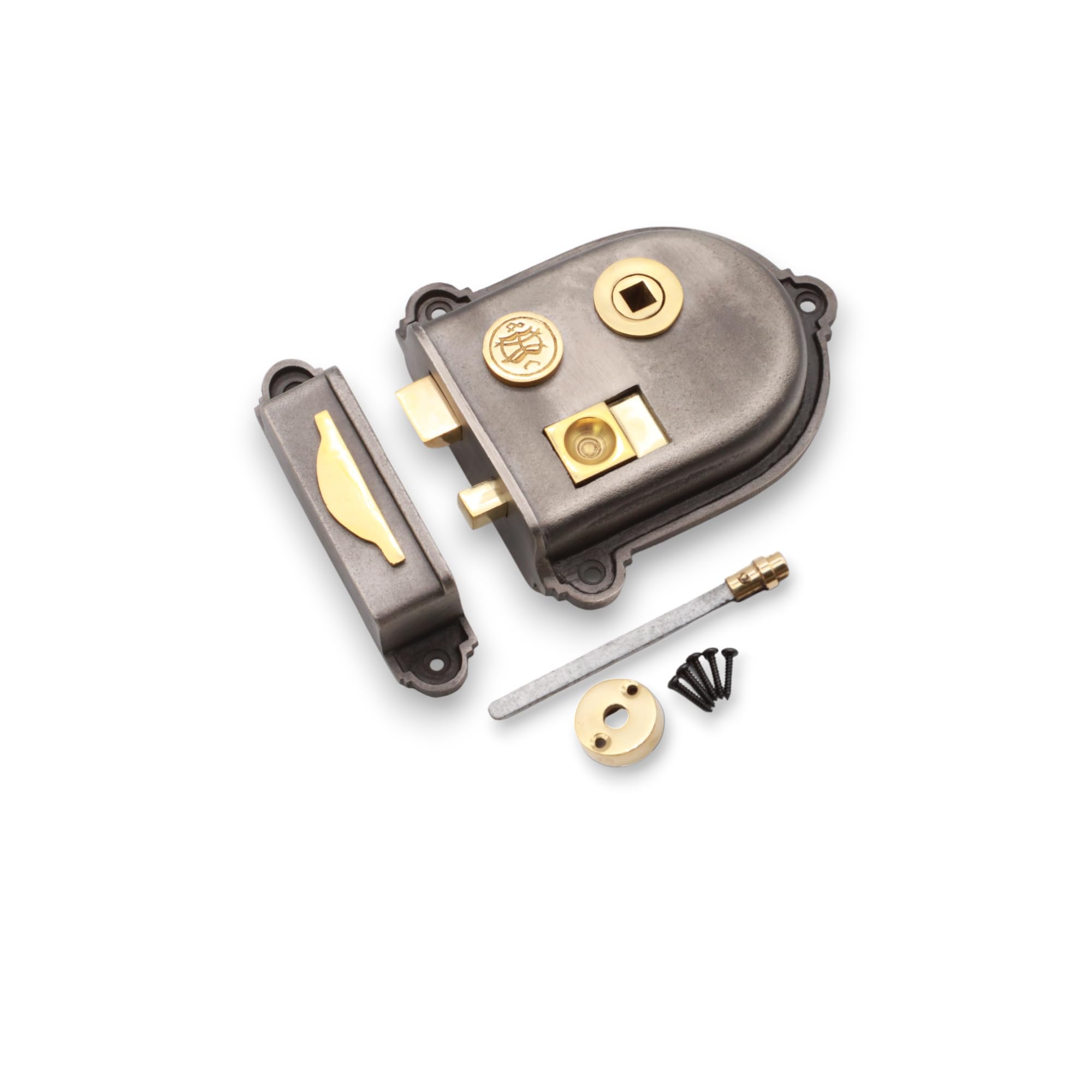 Infinity Decor Vintage/Victorian Style Cast Iron & Brass Bedroom Bathroom Rim Latch Sash Lock (Cromwell Rim Latch)