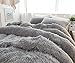 Ceruleanhome 3pc 100% Velvet Flannel Duvet Cover Set, Solid Color, No Inside Filler, Zipper Close (Queen, Grey)