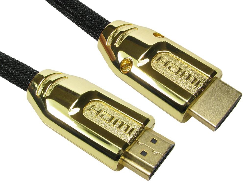 Pro Signal Premium 0.5m HDMI Lead – 4K UHD @60Hz, Ethernet, Braided Cable, Gold Effect Metal Hoods, Male to Male, Audio Return Channel, Black – NL2HD42-00