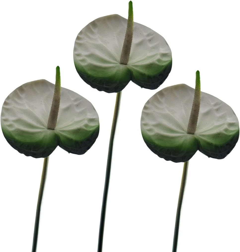 Fourwalls Gorgeous Artificial Anthurium Stick (White and Green)