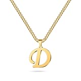 Mens Necklace - Gold Letter D Initial Necklace for
