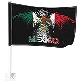 Mexico Flag Window Clip Flag, 12x18 Inch Polyester UV Protection Car Decoration Banner, Double Sided (Flagpole Not Included)