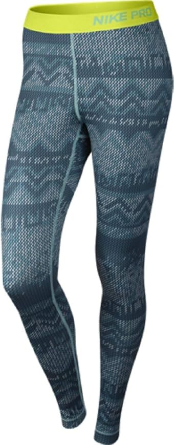 Nike Women's Pro Hyperwarm Nordic Tight Space Blue/Volt/Volt Pants LG X 30, Tights & Leggings 