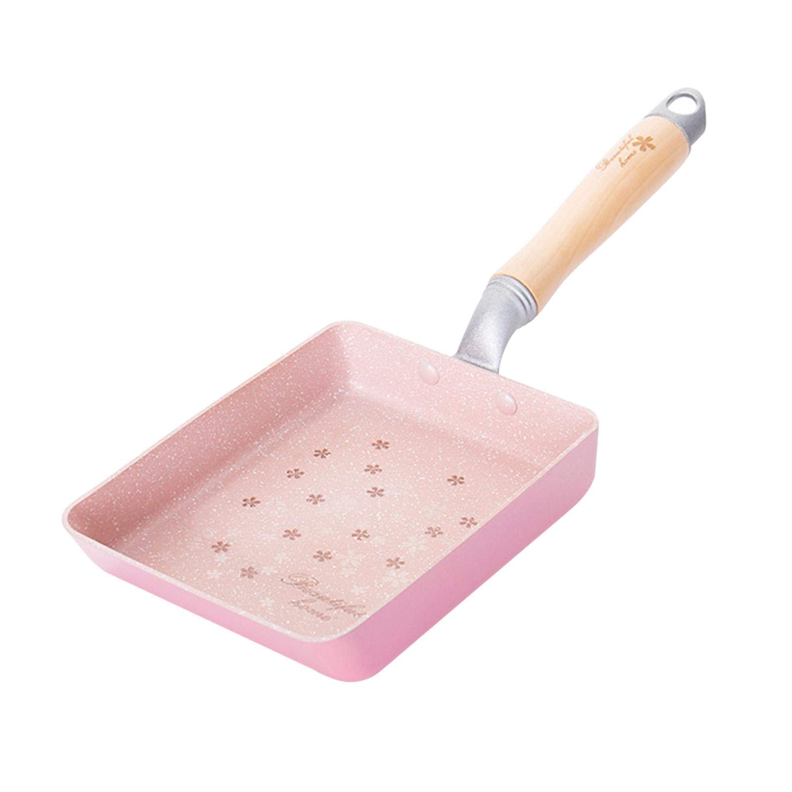 CenYC Pink Square Non-Stick Egg Omelette Pan, 7.1 x 1.4 Inch, Non-Stick, Heat Insulated Handle, Aluminum Alloy, 3L Capacity